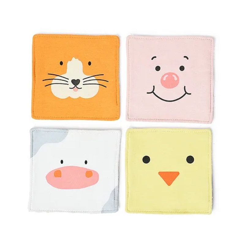 Mi Arcus Printed Reusbale Baby Wipes for Wiping Drool and Spit Pack of 4- Multicolor