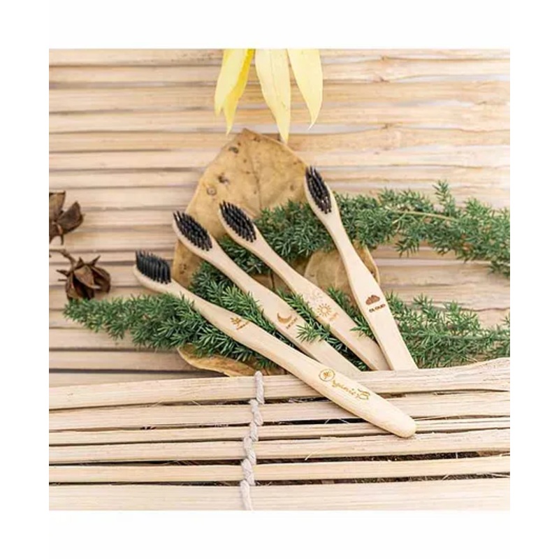 Organic B Charcoal Bamboo Toothbrush Pack of 4 – Brown