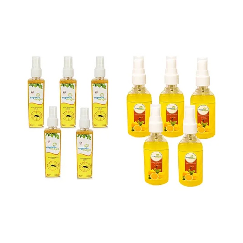 Organic Magic Anti Mosquito Spray with Hand Sanitizer Combo Pack of 10 – 50 ml each