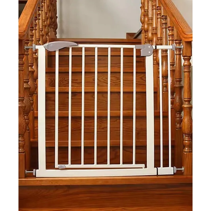 Safe-O-Kid Adjustable One-Year Warranty Baby Safety Gate (75-105 cm)  Durable Metal Child Gate for Kids, Dog Gate, Baby Gate with 2-Way Auto-Close, Secret Lock, No Drill Required (Grey)