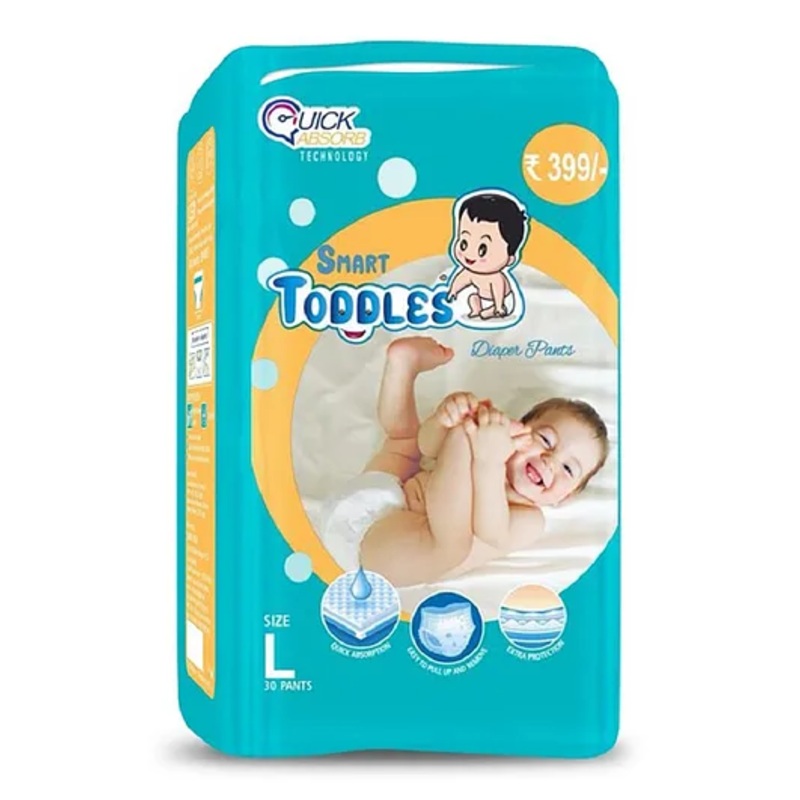 SMART TODDLES Baby Diaper Pants 30 (Size – L) With Quick Absorption Technology & Extra Protection | Easy to Pull Up and Remove(30 Count)
