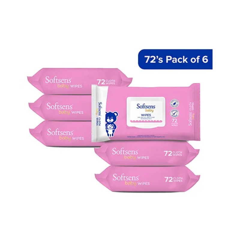 Softsens Extra Moisturising Skin Care Wet Wipes Pack of 6 – 72 Pieces Each