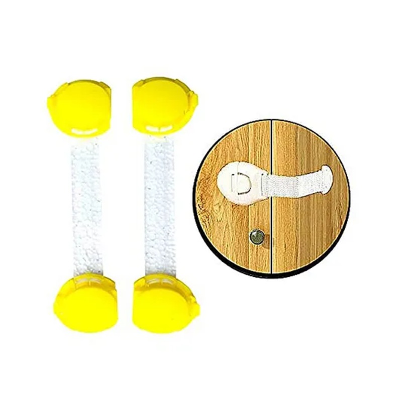 THE LITTLE LOOKERS Multipurpose Safety Lock for Doors, Cabinet, Fridge, Drawer Yellow – Pack of 2