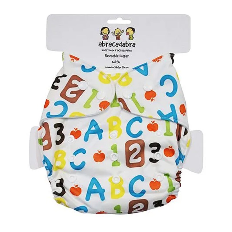 Abracadabra Reusable Diaper With Liner Alphabet Print – Multicolor