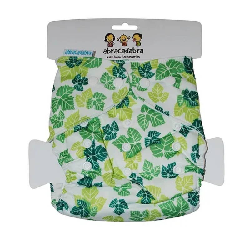 Abracadabra Reusable Diaper With Liner Leaves Print – Green