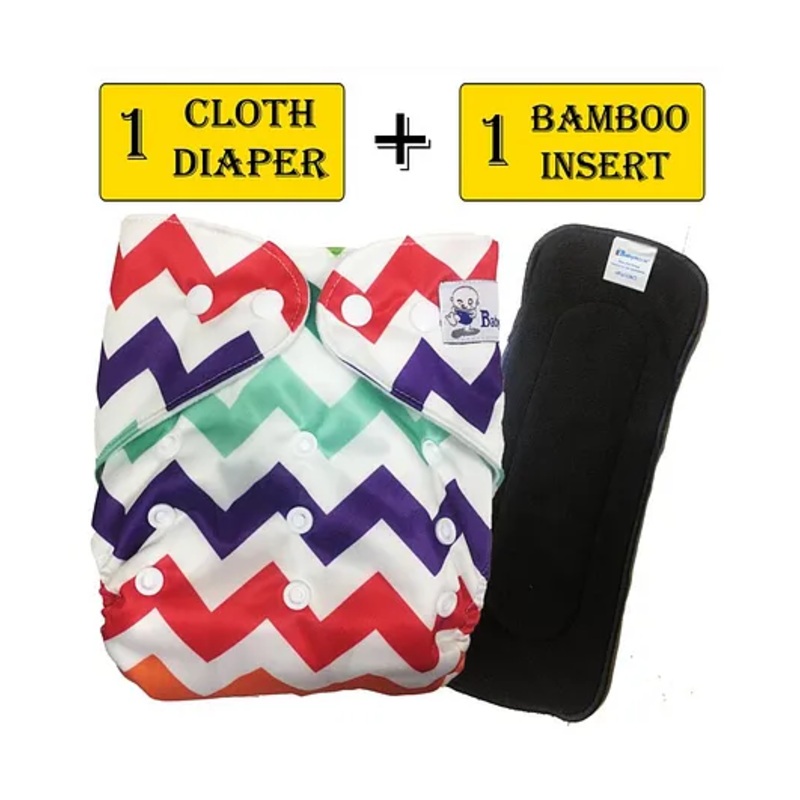 Babymoon Reusable Cloth Diaper With Insert Chevron Print – Multicolour