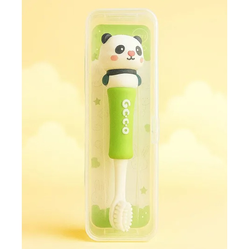 Badal Kidz Baby Soft Bristle Toothbrush with Bear Handle – Gentle Oral Care with Travel Case (6M+) – Green