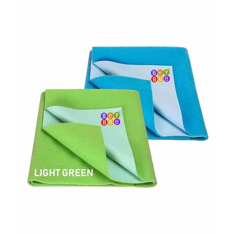 BeyBee Water Resistant Bed Protector Baby Dry Sheet with Ultra absorbance 2 Small – Light Green & Firoza