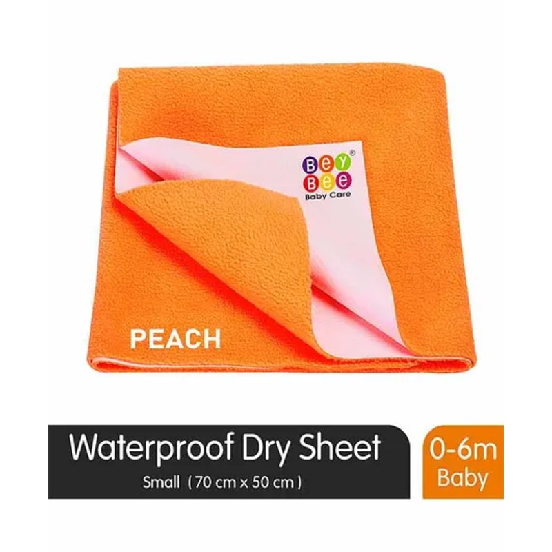 BeyBee Waterproof Rubber Sheet, Small Size – Peach