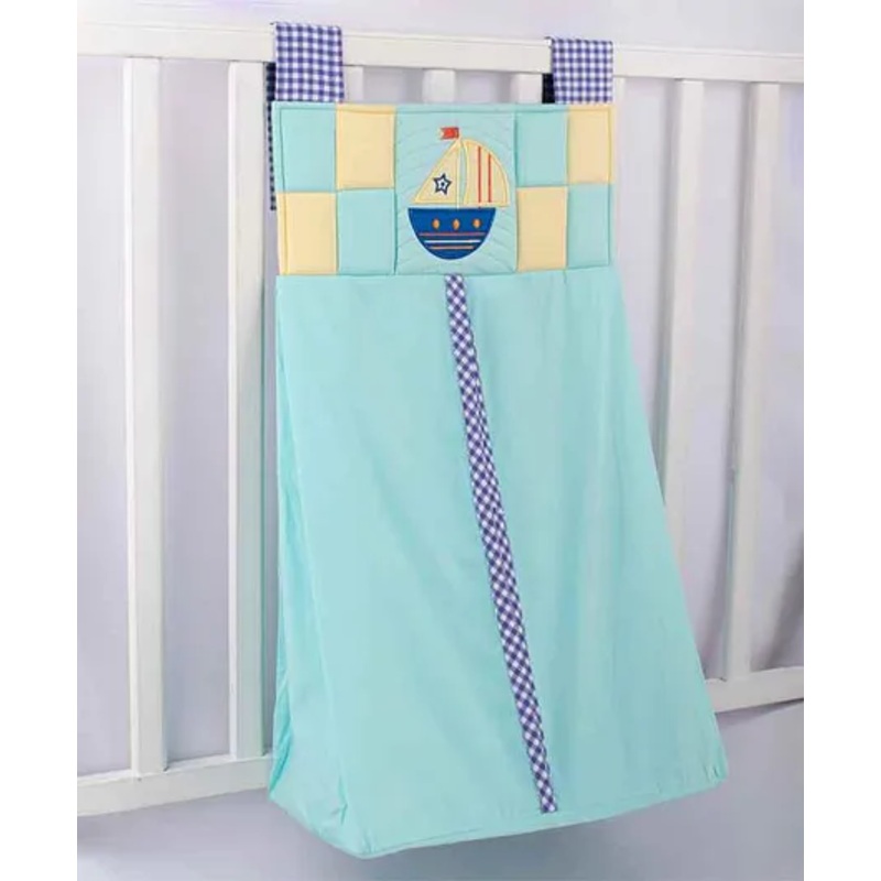 Blooming Buds Sailboat Embroidery Diaper Stacker – Blue