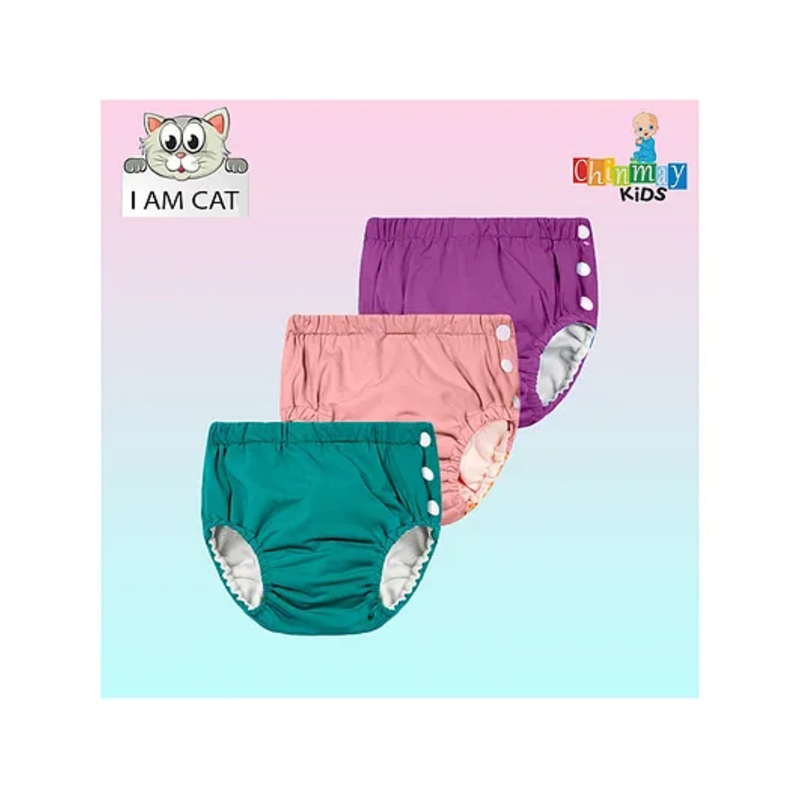 Chinmay Kids Reusable Swimwear Diaper Pants Set Of 3 – Purple Pink & Green