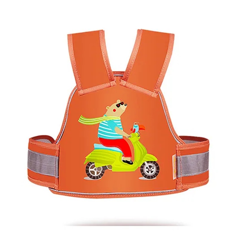 Chinmay Kids Safety Belt for Two Wheeler with Reflective Strips Adjustable Safety Harness – Orange