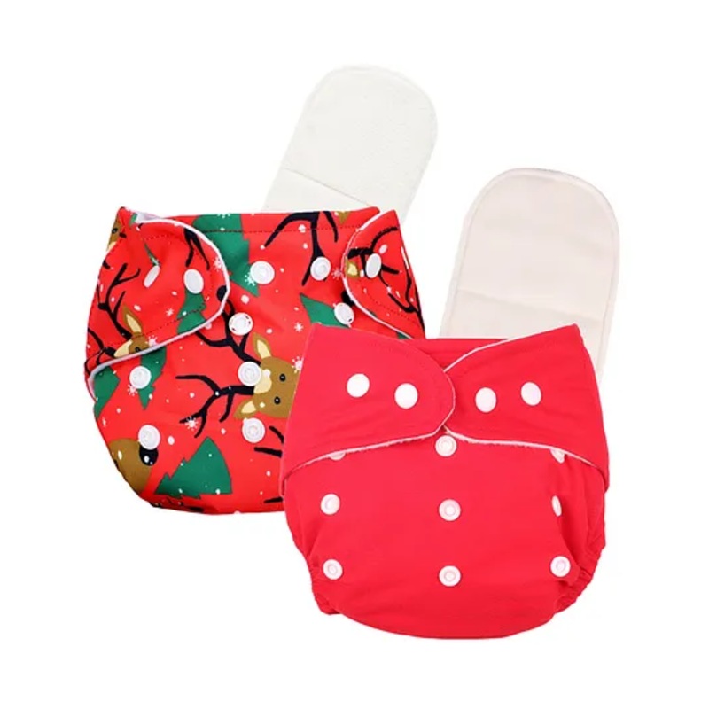 Deedry Cloth Reusable Diapers With Insert Pack of 2 – Red