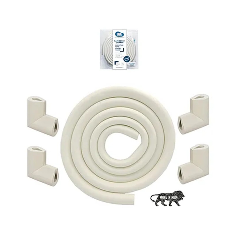 Kids Station Furniture Edge Guard and Corner Protector Combo Packs – Pre-Taped Corner Guards, Non-Toxic – Baby Proofing & Child Safety – 2m Edge Guard, Pack of 4 Corner Guards – U shaped, Thick 3cm (Off-White)