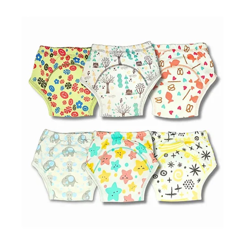 Kindermum Organic Cotton Padded Underwear for Babies 5-18M within 7-11 Kg| Potty Training Pants|Non Messy Diaper Free time | Pack of 6