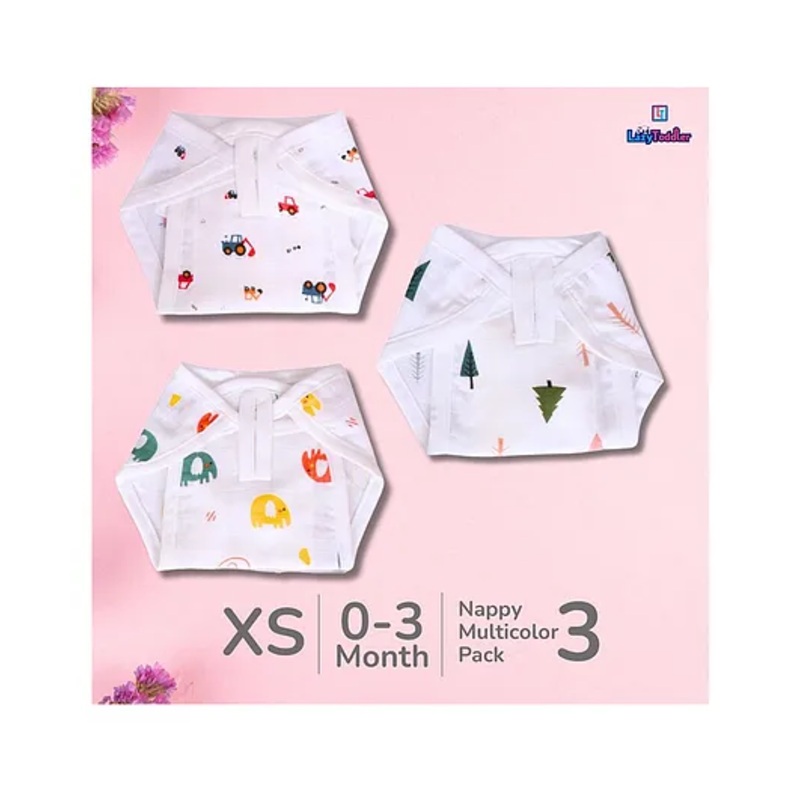 LazyToddler Muslin Nappy Set of 3  Extra Small (ELE)