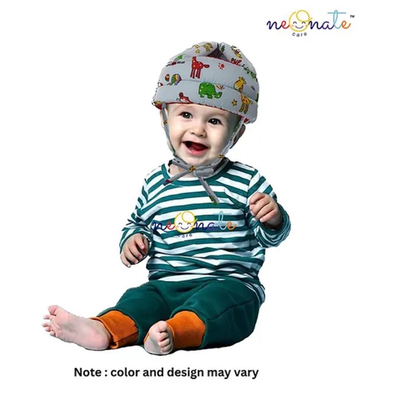 NeonateCare Baby Helmet Kids Helmet –  Adjustable Size for Baby Learning to Walk or Run –  Soft Safety Helmet (Jungle Print blue Helmet)
