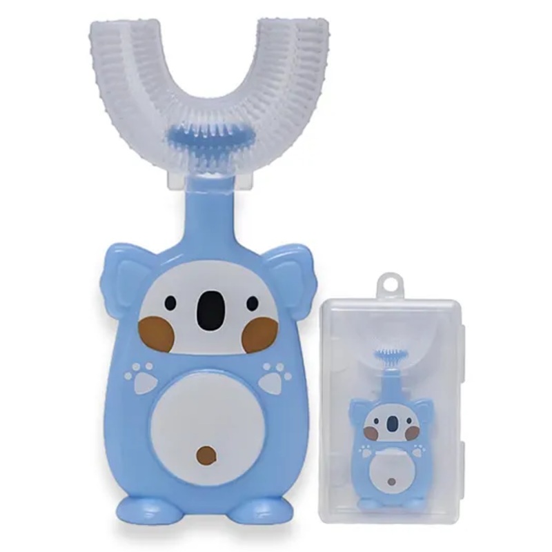 Safe-O-kid -Silicone U Shaped Manual Brush For Baby, Extra Safe, Oral Hygiene Teething – Blue, Pack of -1