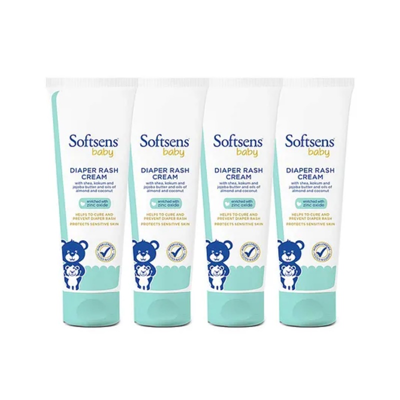 Softsens Baby Natural Diaper Rash Cream Enriched With Aloe Vera Juice and Shea Butter Pack of 4 – 50 g Each