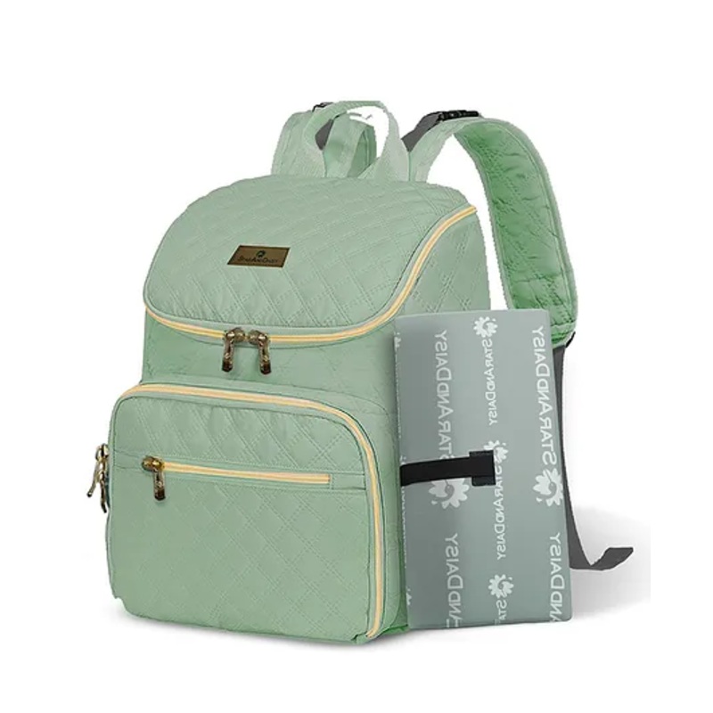 StarAndDaisy Trendy Diaper Bag with Multi Compartments, Spacious Storage, Light Green