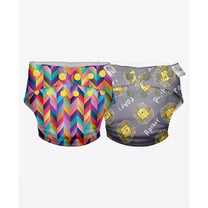 SuperBottoms Swimming Diapers for Babies & Toddlers – Washable, Reusable & Adjustable Swim Diapers | Pack of 2 | Colour Pop & I’m Roar-some