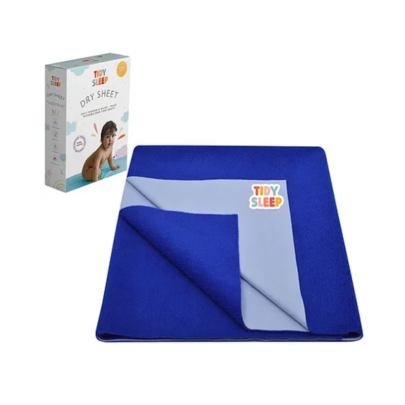 TIDY SLEEP Waterproof Baby Bed Protector Dry Sheet For New Born Babies- Royal Blue (Large)