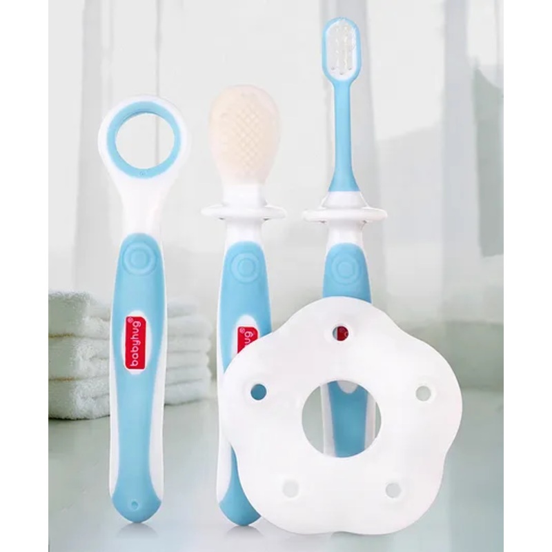 Babyhug 3 Stage Oral Care Set Cum Training Toothbrush – Blue