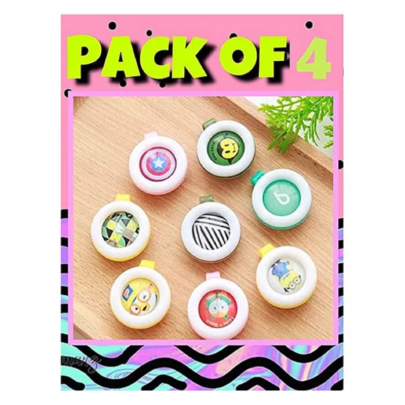 Boxot Impex Reusable Mosquito Repellent Badge Pack of 4 (Color and Design May Vary)