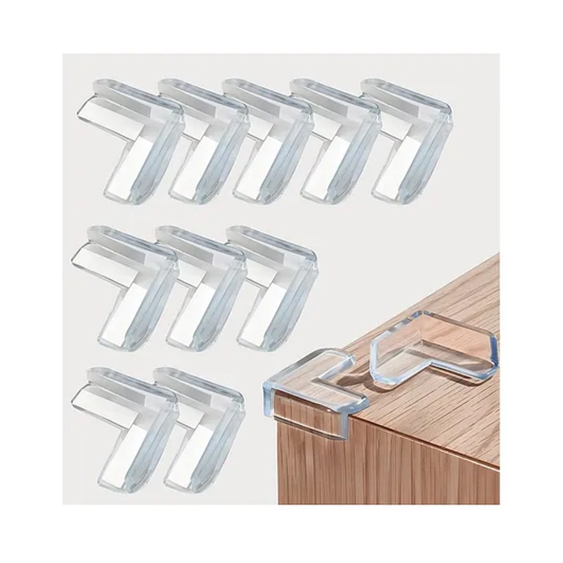 LuvLap Baby Proofing Corner Guards, 10 Pcs, Pre-Taped, Transparent, Thick Edge Cushions, Non-Toxic & BPA-Free for Safety, transperant