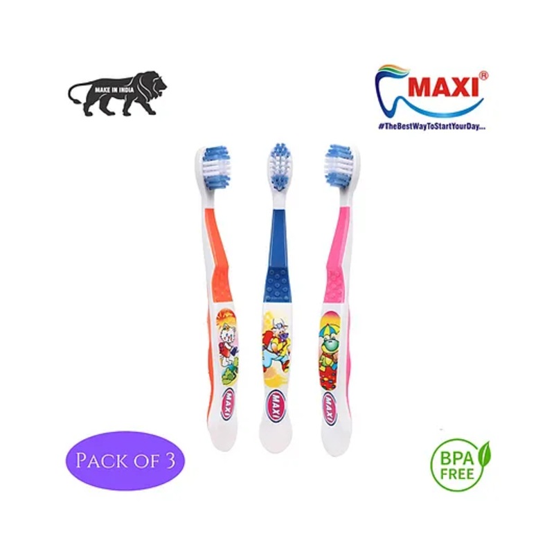 MAXI Dolls Junior Toothbrush (Pack of 3) – Colour May Vary