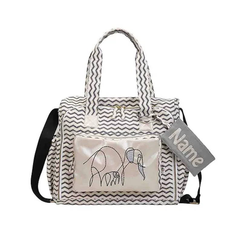 Mi Dulce An’ya Organic Diaper Bag Elephant Print – Cream