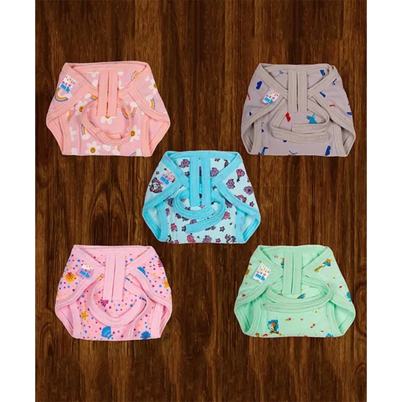 Mittenbooty Hosiery Printed Padded Nappies Pack of 5 Newborn