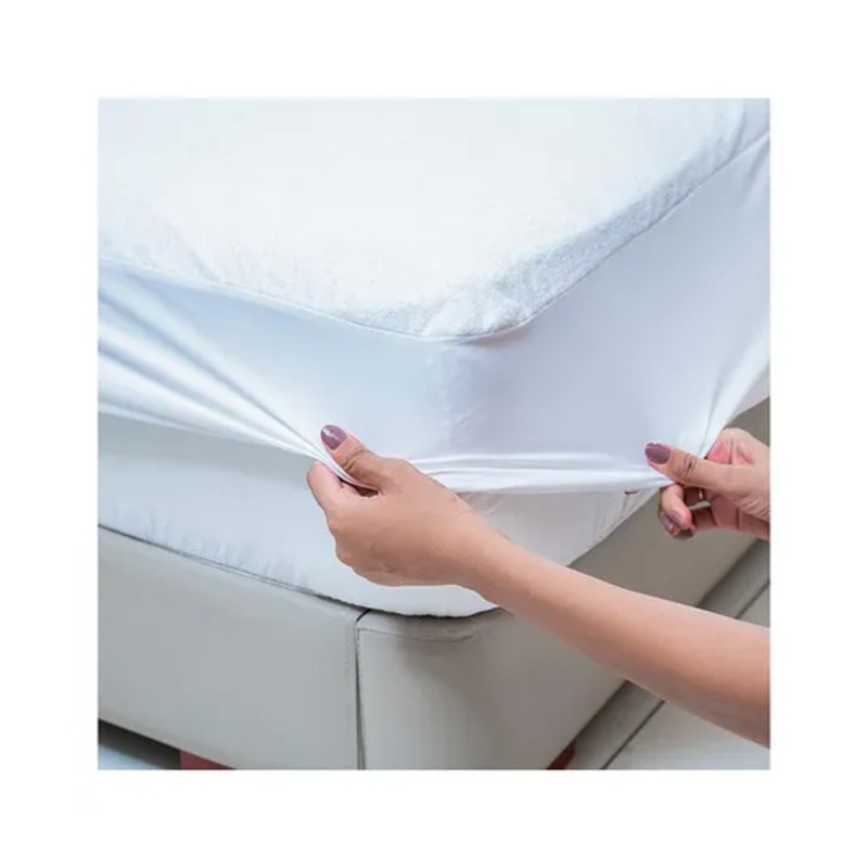 MY ARMOR 220 GSM Waterproof Terry Cotton Mattress Protector Single – White