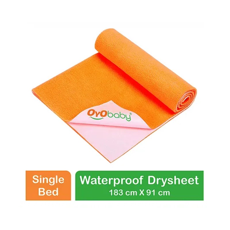 OYO BABY Anti-Piling Fleece Extra Absorbent Instant Dry Sheet, Baby Bed Protector, Waterproof Sheet, Single bed (72 x 36 Inch), Peach