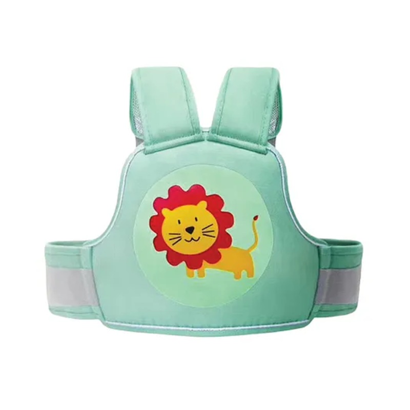 Polka Tots Two-Wheeler Motorcycle Child 4 Point Safety Harness Kids Carrier With Adjustable Seat Belt, Cushioning, & Breathable Mesh Material  Lion Green