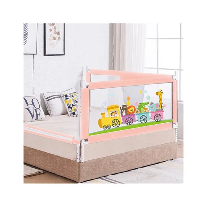 R for Rabbit Safari Bed Rail for Kids (Pack Of 1-One Side) | Easy Install Anti-Fall Foldable Toddler Safety Protector Safeguard with Adjustable Height & Storage Pocket (175 x 100 cm, 6×3 ft) (Pink)