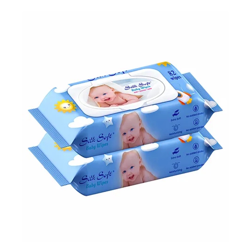 Silk Soft Baby Wet Wipes With-Lid 82Pcs (Pack of 2)