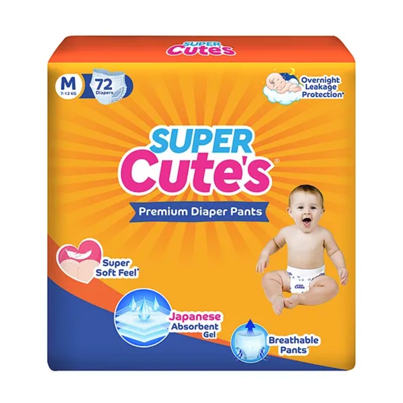 Super Cutes Pullups Pant Style Diaper Super Soft and Rash Free with Wetness Indicator Medium – 72 Pieces