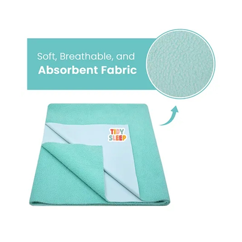 TIDY SLEEP Waterproof Baby Bed Protector Dry Sheet For New Born Babies- Ocean Green Pack of 2 (Medium)