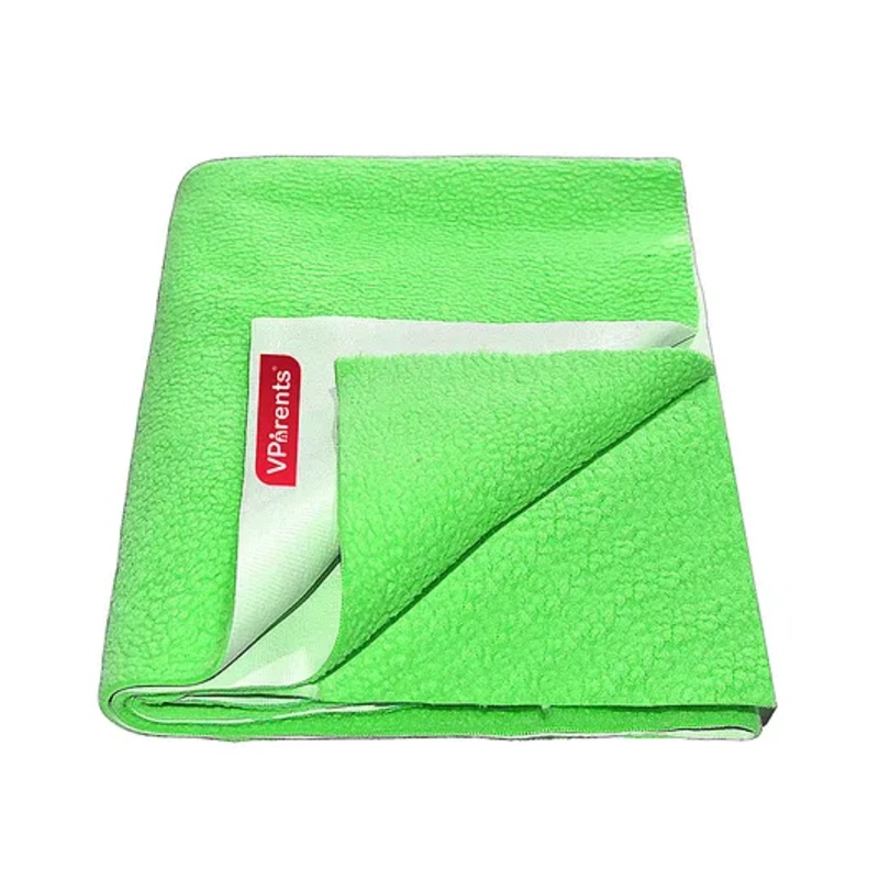 VParents Chubby Cheeks Water Proof Baby Bed Protector Reusable Dry Sheet Green Medium  – Green