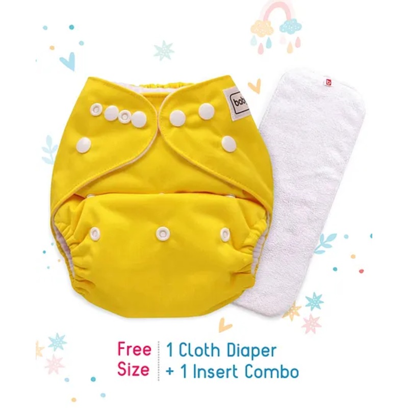 Babyhug Free Size Reusable Cloth Diaper With Insert – Yellow