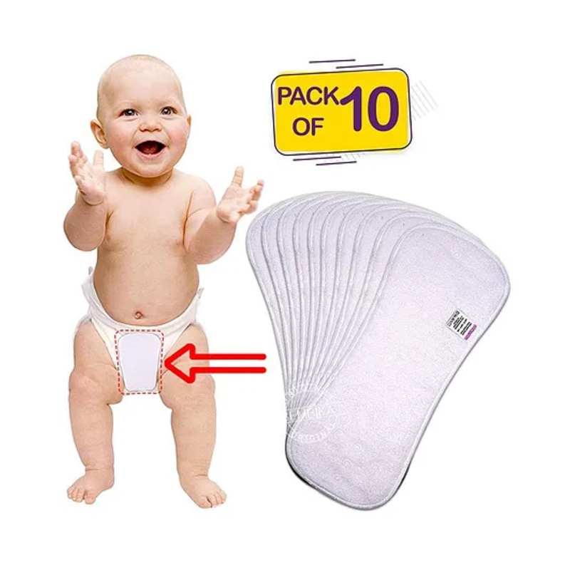 Bembika 4 Layer Cotton Nappy Inserts Pack Of 10 – White