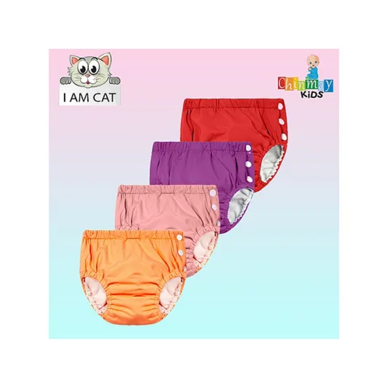 Chinmay Kids Reusable Swimwear Diaper Pants Set Of 4 – Pink Purple Orange & Red
