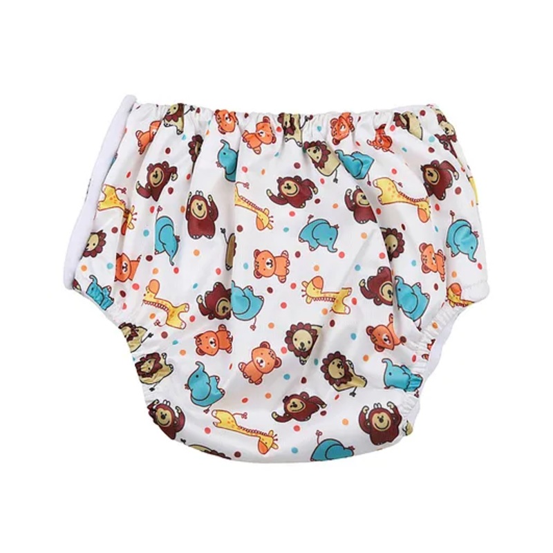 Chinmay Kids Waterproof Reusable Leakproof Adjustable Lion Print Baby Swim Diaper – White