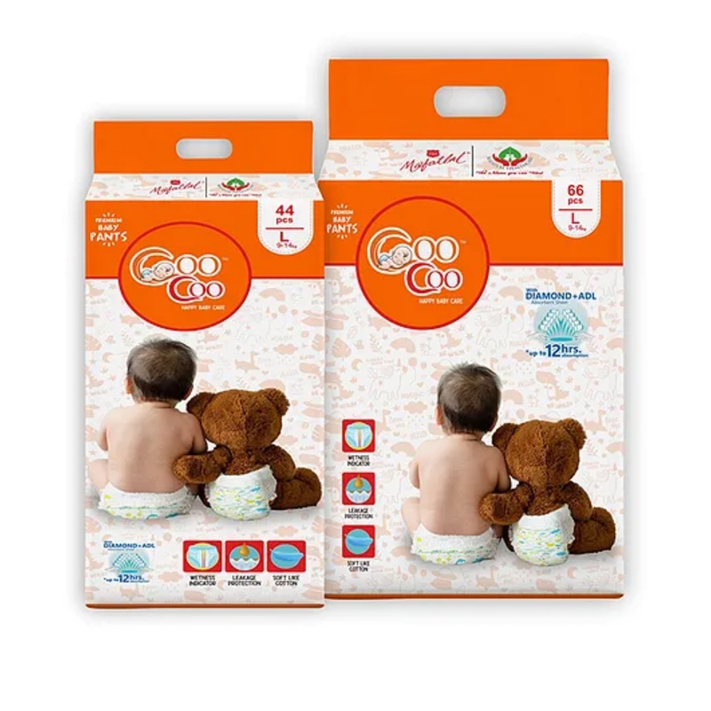 Coo Coo Baby Diaper Pants – Large Size (L), 110 Count | Soft & Comfortable Fit