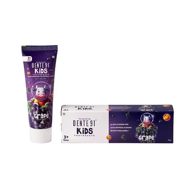 Dente91 Kids Toothpaste, Protects against dental caries & Hypersensitivity, Fluoride Free, Grape Flavour – 45g