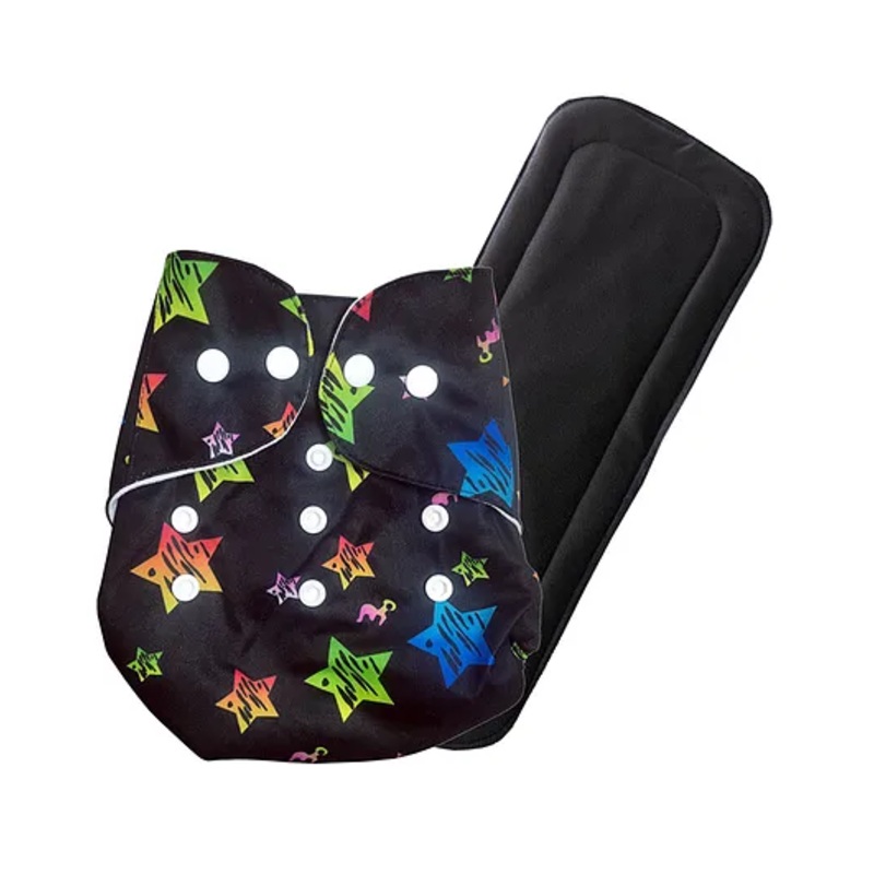 FANTASY INDIA Washable Baby Diaper Premium Cloth Diaper Reusable Adjustable Size Waterproof Pocket Cloth Diaper Nappie -1 Diaper and 1 Insert Pad