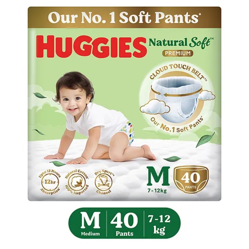 Huggies Natural Soft Premium Baby Diaper Pants Medium – 40 Pieces