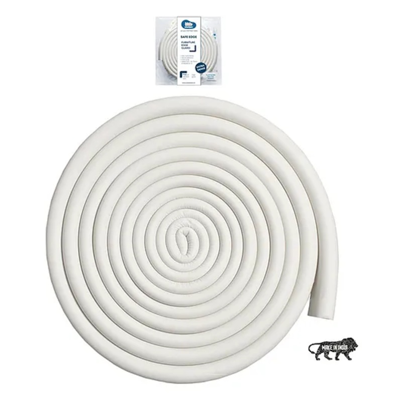 Kids Station NBR BPA-Free Baby Safety Edge Protector – Edge Protector Strip for Infants, Sharp Edges – Toddler proofing Cover – Safety Bumper for Furniture, Table and Bed Corners – U shaped – 5m Long (Off-White)