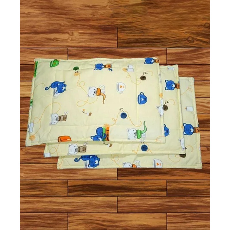Mittenbooty Diaper Changing Mat Set of 3 with Removable Waterproof Sheet Cat Print- Yellow
